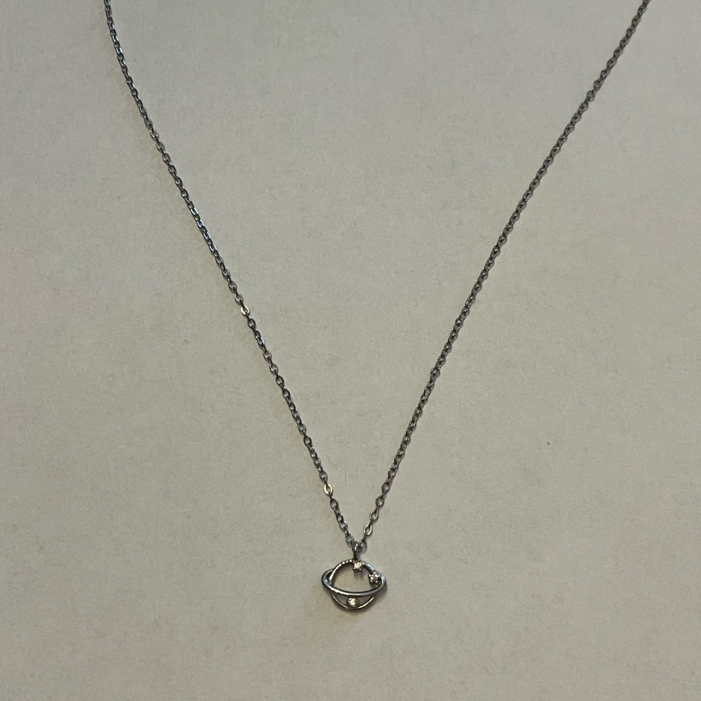 Planet pendant sterling silver necklace